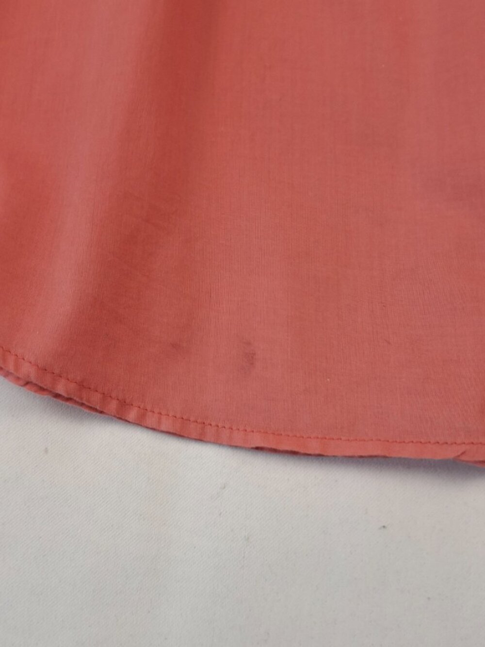 Calvin Klein Sz L Cotton Blouse Coral Orange Capped Sleeve Drawstring Mid Read - Picture 9 of 11